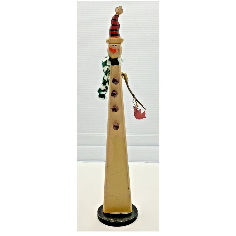 Primitive Wooden Snowman Figurine Rustic Christmas Decor